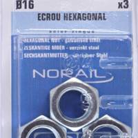 Ecrou hexagonal en acier zingué Ø16 mm - Gedimat - NORAIL