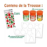 Ma Trousse Créative de Noël, 8 suspensions + 3 pots pailletés + gommettes - CLEOPATRE
