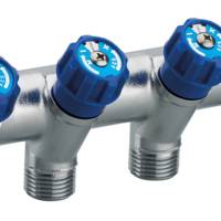Collecteur robinet integré bleu - mâle/femelle ø20 x 27mm - Gedimat - NOYON ET THIEBAULT