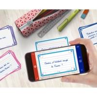 Paquet de 32 Fiches Bristol flashcards 2.0 Non Perforées 75x125 mm A7 ligné turquoise
