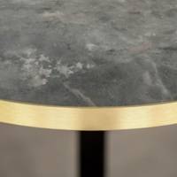 Table pied noir Ø70cm pierre metallisee chants laiton - intérieur - RestooTab