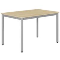 Table CARÉLIE plateau ép.24 mm stratifié chant bois piètement époxy - 120x80 cm - T6 - Hêtre miel/Gris alu 9006 - Mobidecor