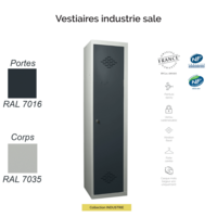 Vestiaire industrie sale – 1 porte – Acier monobloc robuste