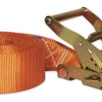 Sangle polyester avec tendeur à cliquet avec protection caoutchouc orange larg.25mm - Gedimat - CHAPUIS