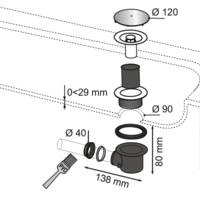 Bonde douche TOURBILLON Ø90 mm - Gedimat - WIRQUIN