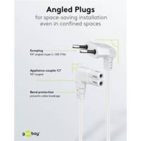 Cordon Electrique coudé Type C CEE Euro 7/16 - IEC 60320 C7, 3 m, Blanc