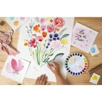 Aquarelle Fine Boîte Ronde en Métal 12 Demi-Godets