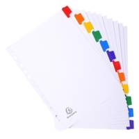 Intercalaires carte blanche 160g avec onglets couleurs renforcés - 12 positions - A4 - Blanc