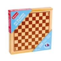 Jeux de dames et d'echecs - coffret en bois