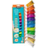 Set Découverte Acrylcolor 12 x 20 ML Peinture Couleurs Paillettes - PÉBÉO