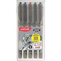 Etui de 5 stylos roller encre liquide EYE UB157 pointe moyenne 0,7mm couleurs assorties - Uni-Ball