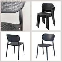 Lot table Ø120cm & 4 chaises - pied noir plateau chêne montagne - intérieur - RestooTab