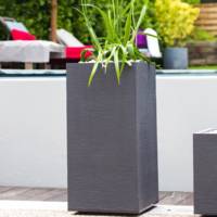 Jardinière carrée haute GRAPHIT - 39,5 x 39,5 x 80 cm - gris anthracite - Gedimat