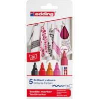 Marqueur pour textiles 4500 Etui de 5 'warm' couleurs 2-3 mm - EDDING