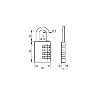 Cadenas MAXIUM code 30mm anse acier nickelé combi - Gedimat - THIRARD