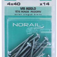 Vis agglo tête ronde Pozidriv en acier zingué blanc 4 x 40 mm - Gedimat - NORAIL
