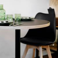 Plateau de table Ø80cm Noir & bois - RestooTab