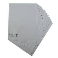 Intercalaires imprimés alphabétiques PP recyclé gris - AZ 26 positions - A4 - Gris