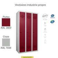 Vestiaire Industrie Propre 3 Cases | Sécurisé & Conforme aux Normes NF