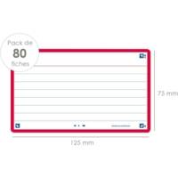 Pack 80 Fiches Bristol Flash 2.0 - 75 x 125 mm Ligné Cadre Rouge