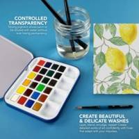 Aquafine - Set de voyage peinture aquarelle - 24 demi-godets, 1 pinceau et 1 palette - DALER ROWNEY