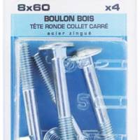 Boulon bois tête ronde collet carré classe 4.8 acier zingué - Gedimat - NORAIL