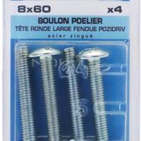 Boulon poêlier tête ronde large fendue Pozidriv acier zingué - Gedimat - NORAIL