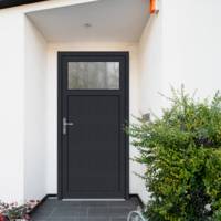 Porte de service PVC VALETTE gris dormant 60 mm - 215 x 90 cm - Gedimat - EUROPEN