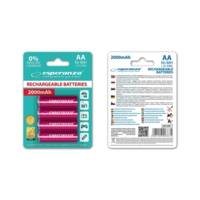 Lot de 4 Piles Rechargeables Ni-MH AA Rouge 2000 mAh