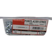 Pointe à béton striée acier trempé galvanisé zingué brillant 2,7 x 30 mm - Gedimat - NORAIL
