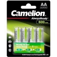 Pack de 4 piles rechargeables Camelion AlwaysReady Mignon AA 600mA