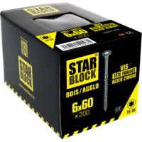 Vis agglo/bois STARBLOCK acier zingué tête fraisée empreinte Torx 6 x 60 mm - Gedimat - NORAIL