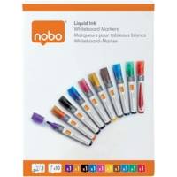 Lot de 10 Marqueurs Effaçables à Sec Liquid Ink Tableau Blanc Pointe Ogive 3mm - NOBO