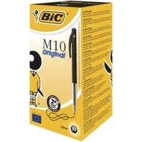 Boîte de 50 stylos bille M10 rétractables pointe moyenne 1,0 mm noir