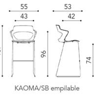 Tabouret KAOMA pied traineau chromé assise/dossier tissu