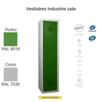 Vestiaire industrie sale – 1 porte – Acier monobloc robuste