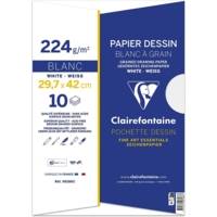 Pochette 10 feuilles dessin à grain 29,7x42 224g Blanc