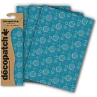 Pochette 3 Feuilles Identiques Ref 858 30x40cm Cercle Fond Bleu - DÉCOPATCH