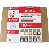 Coffret Collection Peinture à Effet Marbré - 10 Flacons Bouchon Pipette de 45 ml