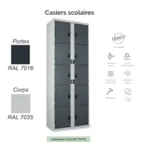 Bloc de 10 Casiers Scolaires Visitables – Sécurité et Robustesse