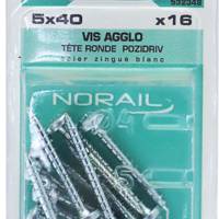 Vis agglo tête ronde Pozidriv en acier zingué blanc 5 x 40 mm - Gedimat - NORAIL