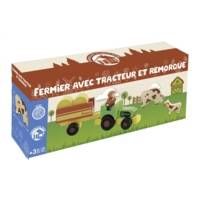 Fermier avec Tracteur et Remorque en Bois - JEUJURA