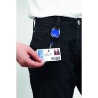 Porte badge Ovale clip ceinture avec Jojo 80cm Bleu foncé