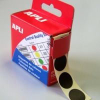 Bte Distributrice 150 étiquettes Gommettes de signalisation Rondes 15 mm Noir