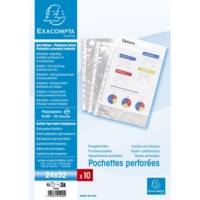 Sachet de 10 pochettes perforées PP haute qualité 9/100e - 24x32cm vertical - Cristal