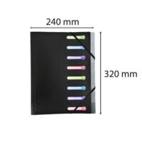 Trieur polypropylène 3 rabats 8 compartiments OPAK Noir