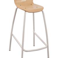 Tabouret ALTY coque Coraly bois Blueprotech® piètement époxy - H80 cm - Gris alu RAL 9006 - Mobidecor