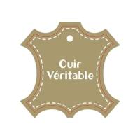 Trousse Fourre tout Rond Cuir Ovin Vintage 22 cm Beige