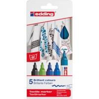 Marqueur pour textiles 4500 Etui de 5 'cool' couleurs 2-3 mm - EDDING