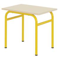 Table DELTA plateau ép.21 mm stratifié chant bois piètement époxy - 70x50 cm - T4 - Coquille d'oeuf/jaune RAL 1003 - Mobidecor